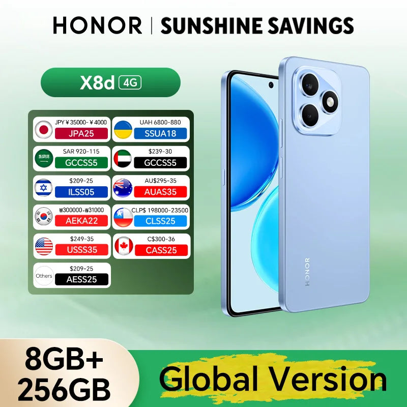 New Global Version HONOR X8d 4G 8GB+256GB
