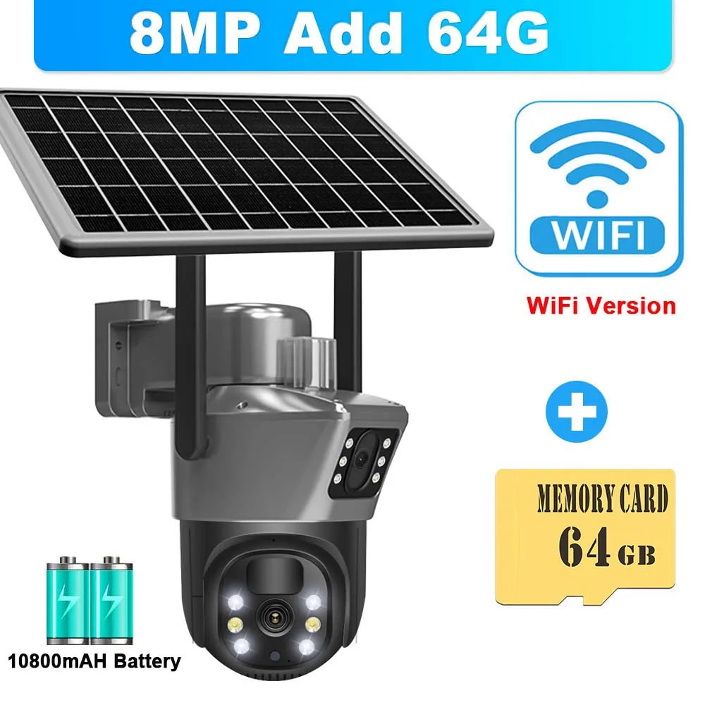 8MP 4K WiFi Solar Camera Outdoor Wireless