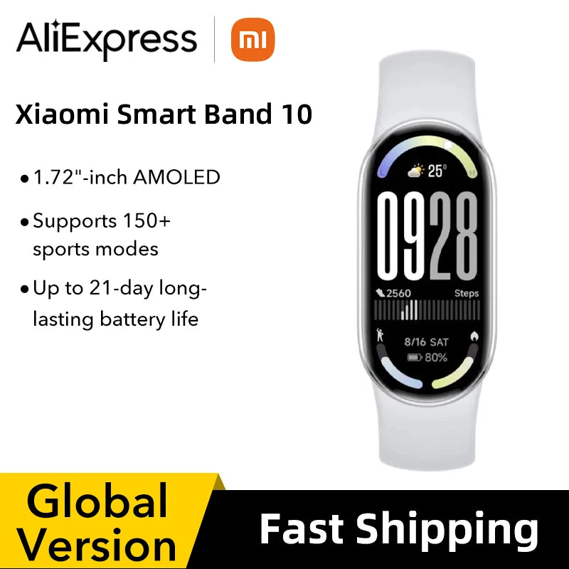 Global Version Xiaomi Smart Band 10 Bracelets 1.72"