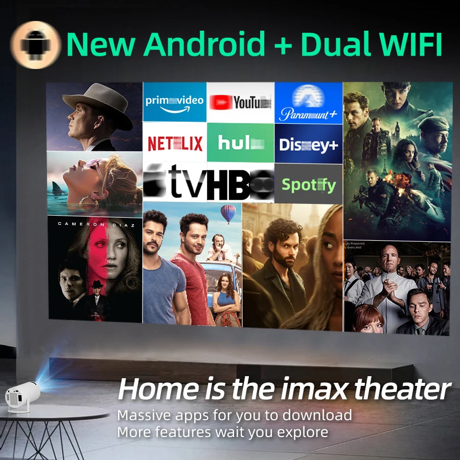 Android Smart HD 1080P WiFi Projector 4K