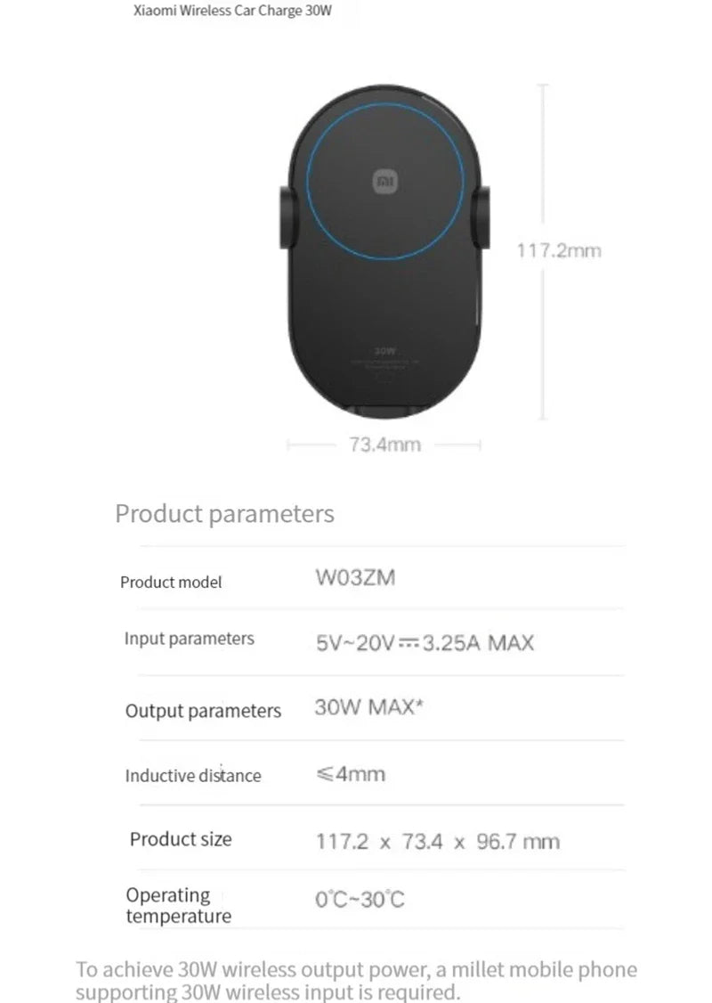 Original Xiaomi 30W Max Wireless Car Charger